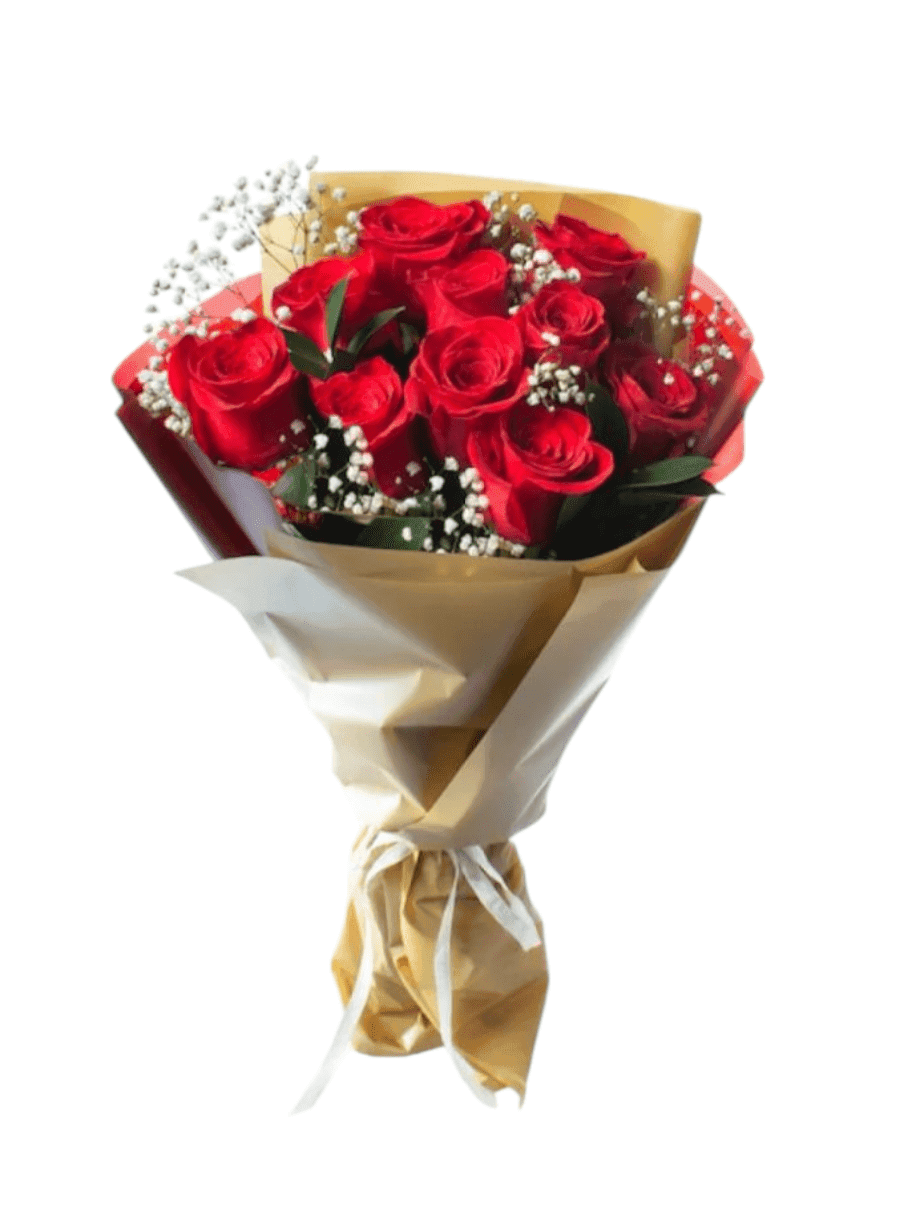 Bouquet of 10 Imported Red Roses in Special Packaging
