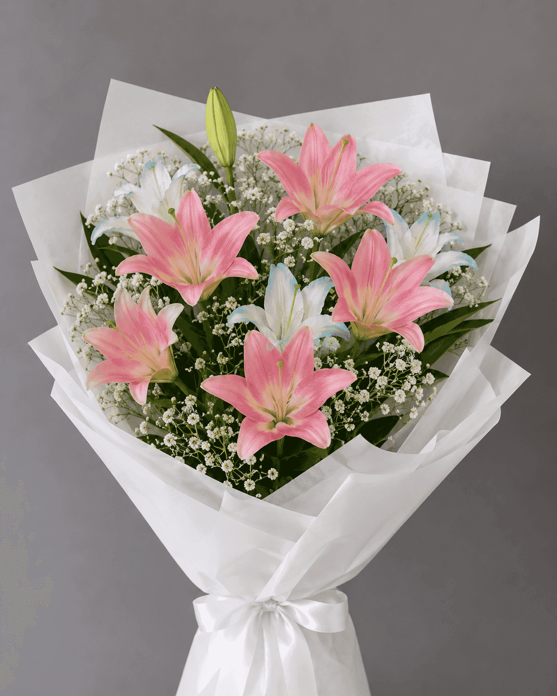 Blue and Pink Lily Bouquet