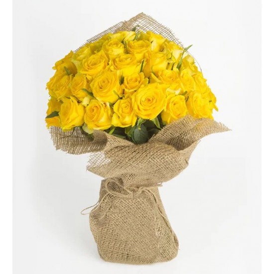 41 Sarı Gülden Yellow Crest Çiçek Buketi