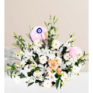Pembe Balonlu ve Ayıcıklı Çiçek